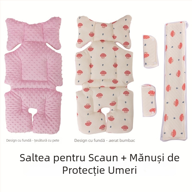 Perna de șezut pentru cărucior - Catifea dublu față, pentru toate anotimpurile, pernă groasă și caldă pentru sugari 0-1 ani, bumbac