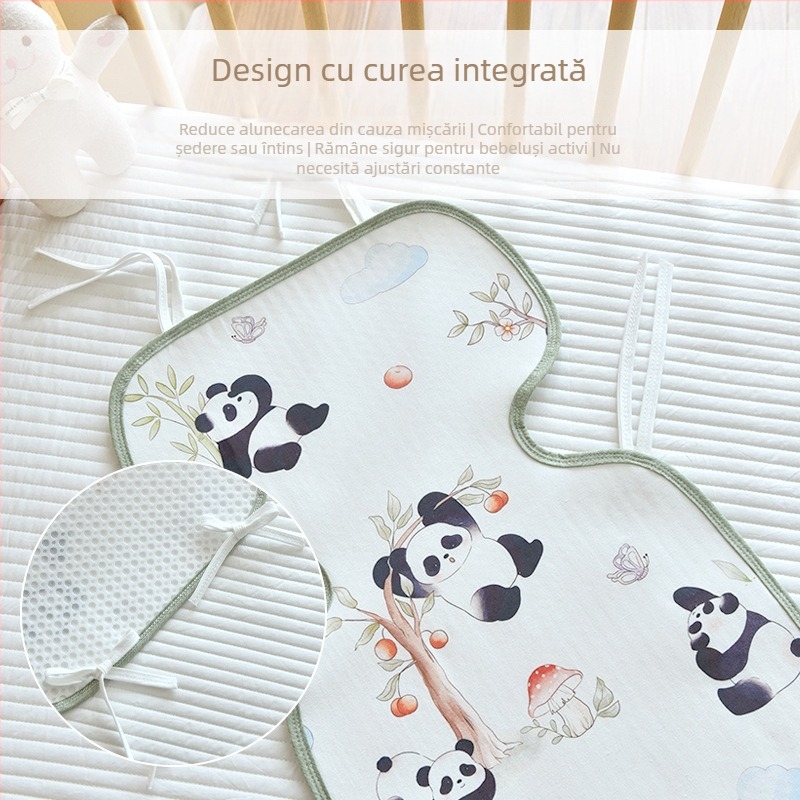 Covoraș de șezut din ramie respirabil pentru cărucior, scaun Auto și scaun înalt – 30% ramie, 70% bumbac; potrivit pentru copii 0-2 ani