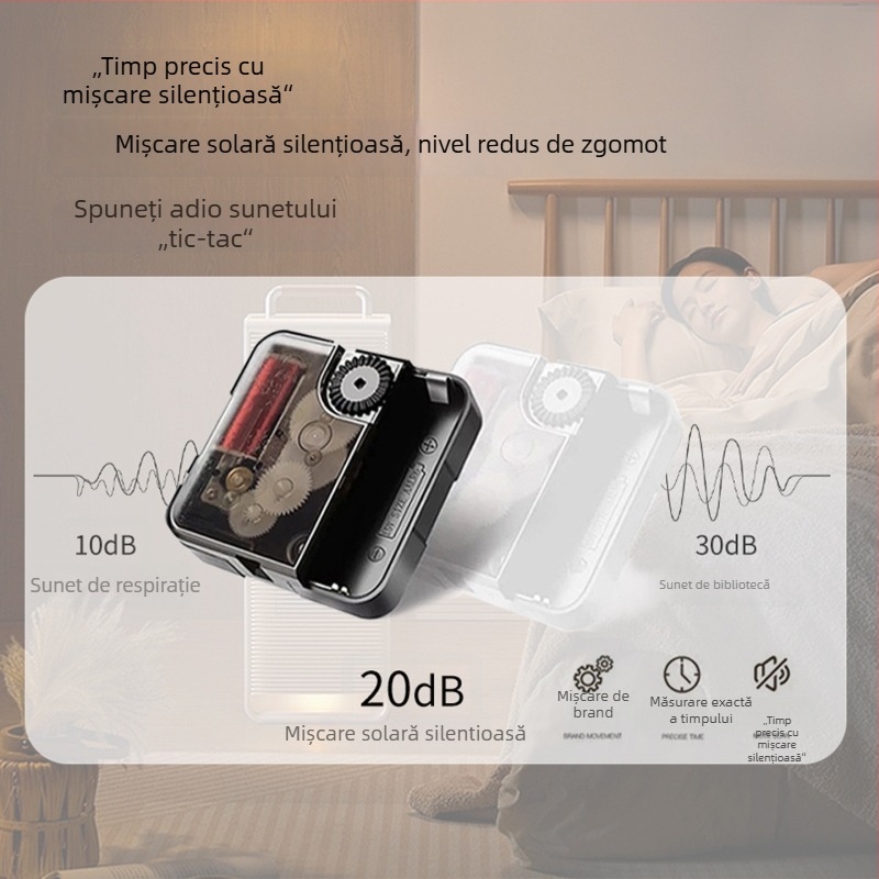 Ceas de perete cu design retro pe disc de vinil, stil antic, formă circulară, cadran din lemn, mișcare silențioasă