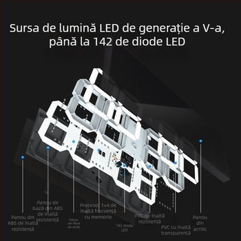 Ceas de perete LED cu afișaj digital, formă dreptunghiulară, termometru, calendar și alarmă