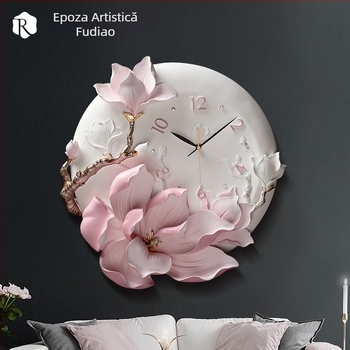 Ceas de perete rotund cu cadran din rășină, alimentat cu baterie, o singură față, mișcare mecanică Overlord 21#, design modern minimalist, potrivit pentru living, dormitor sau birou