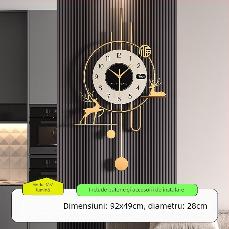 Ceas de perete, design modern minimalist, mișcare lină a secundelor, carcasă metalică, sticlă cu strat, cadran laminat din hârtie