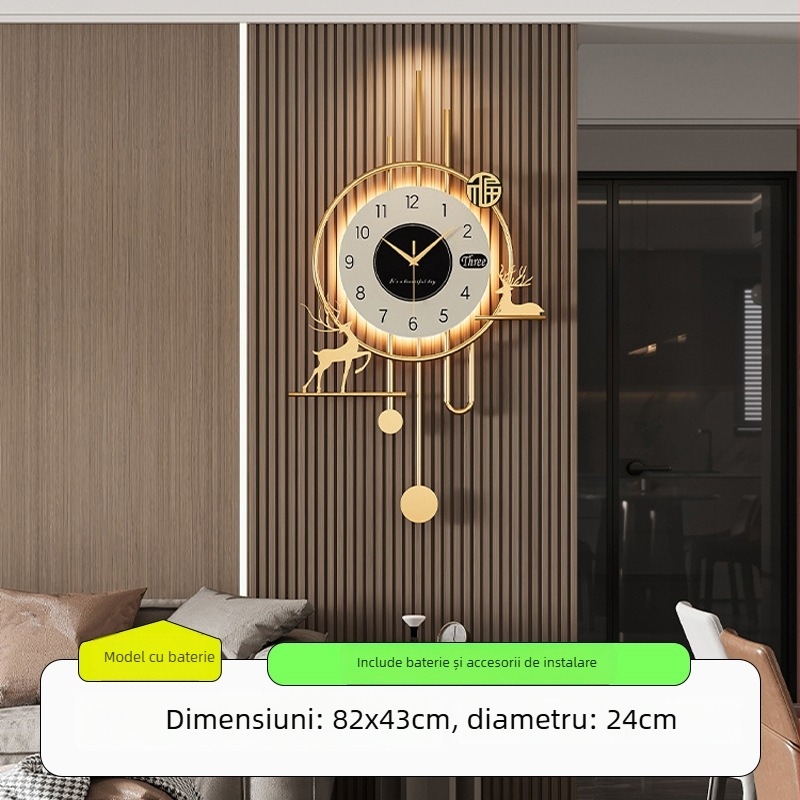 Ceas de perete, design modern minimalist, mișcare lină a secundelor, carcasă metalică, sticlă cu strat, cadran laminat din hârtie