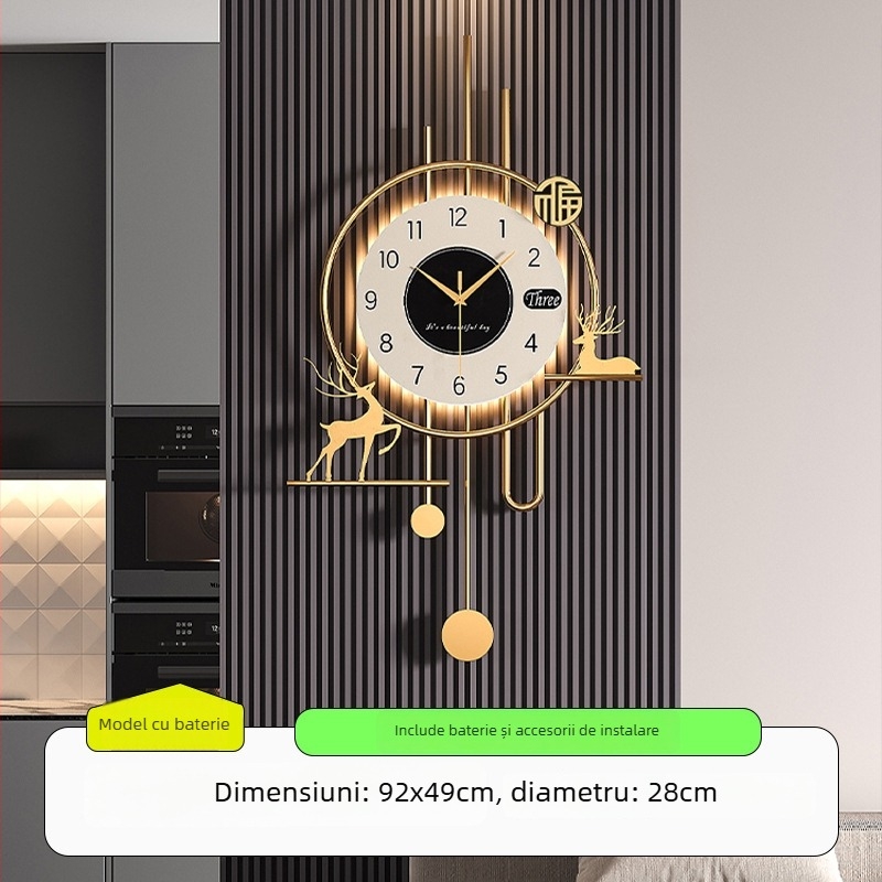 Ceas de perete, design modern minimalist, mișcare lină a secundelor, carcasă metalică, sticlă cu strat, cadran laminat din hârtie