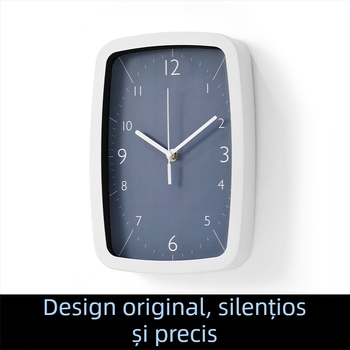 Ceas de perete MX613BL-6168S — dreptunghiular, mișcare sweep a secundelor, carcasă metalică, cadran din hârtie acoperită, alimentat cu baterie