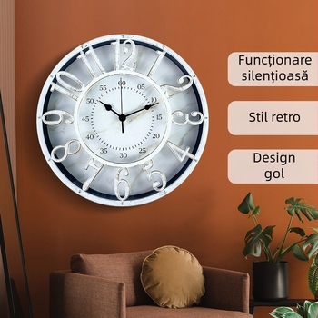 Ceas de perete rotund, cu baterii, mișcare Sweep a secundei, mișcare Pegasus 6262, modelul 4698, cadran din plastic