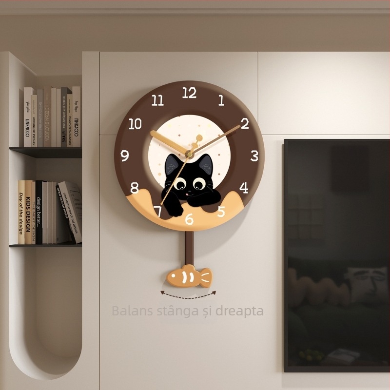 Ceas de perete cu mișcare silențioasă, termometru și calendar perpetuu, afișaj cu cifre și LED.