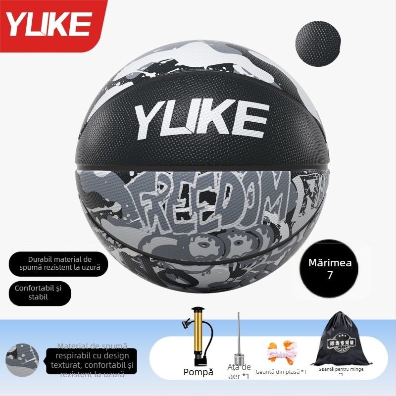 Minge de baschet pentru antrenament – din cauciuc, marca Yuke, origine Zhejiang, potrivită pentru baschet și volei