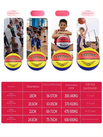 Baschet din cauciuc pentru copii, antrenament — Luo Tai, Nr. 3, 4, 5, 7