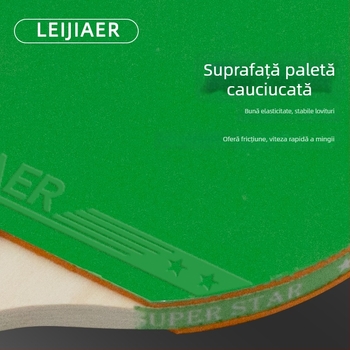 Rachetă de tenis de masă Leijiaer cu placă de bază din șapte straturi, nucleu din lemn de plop și gumă cu adeziv pozitiv + adeziv invers (adeziv invers pe ambele fețe)