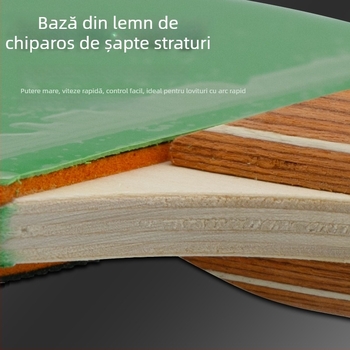 Rachetă de tenis de masă Leijiaer cu placă de bază din șapte straturi, nucleu din lemn de plop și gumă cu adeziv pozitiv + adeziv invers (adeziv invers pe ambele fețe)