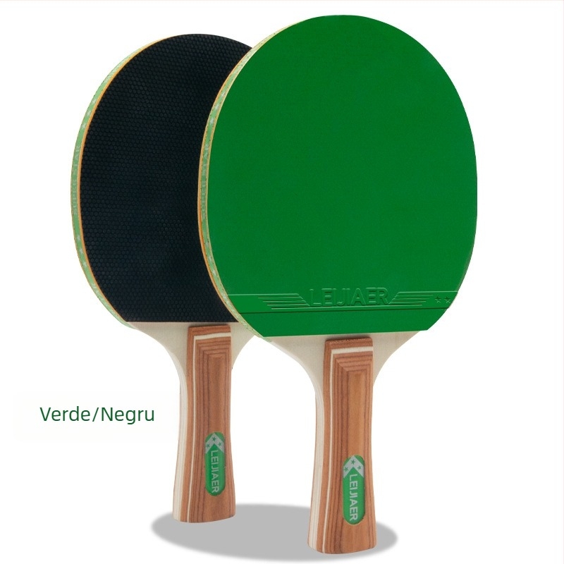 Rachetă de tenis de masă Leijiaer cu placă de bază din șapte straturi, nucleu din lemn de plop și gumă cu adeziv pozitiv + adeziv invers (adeziv invers pe ambele fețe)
