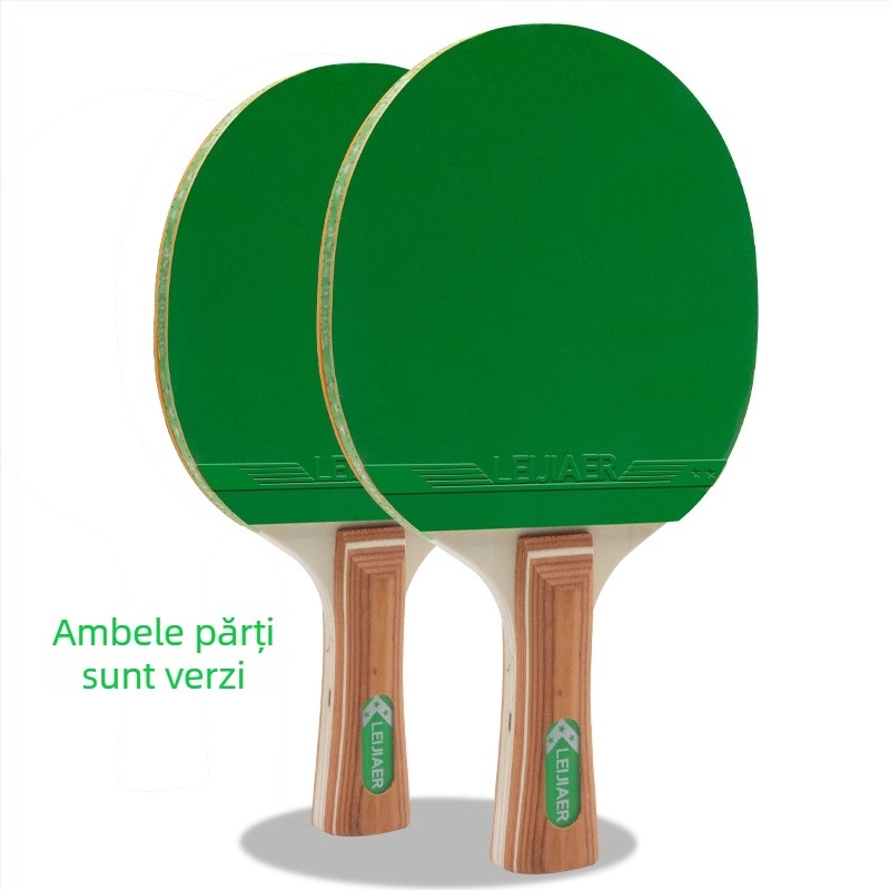 Rachetă de tenis de masă Leijiaer cu placă de bază din șapte straturi, nucleu din lemn de plop și gumă cu adeziv pozitiv + adeziv invers (adeziv invers pe ambele fețe)