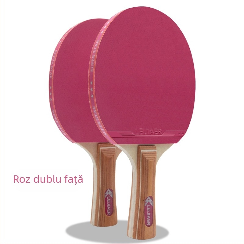 Rachetă de tenis de masă Leijiaer cu placă de bază din șapte straturi, nucleu din lemn de plop și gumă cu adeziv pozitiv + adeziv invers (adeziv invers pe ambele fețe)
