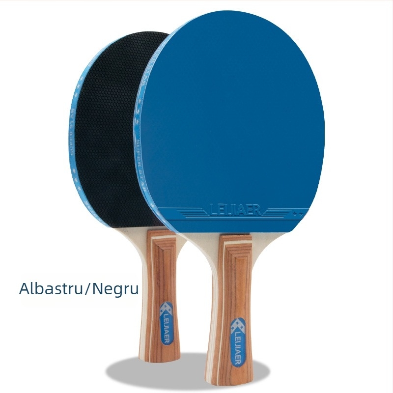 Rachetă de tenis de masă Leijiaer cu placă de bază din șapte straturi, nucleu din lemn de plop și gumă cu adeziv pozitiv + adeziv invers (adeziv invers pe ambele fețe)