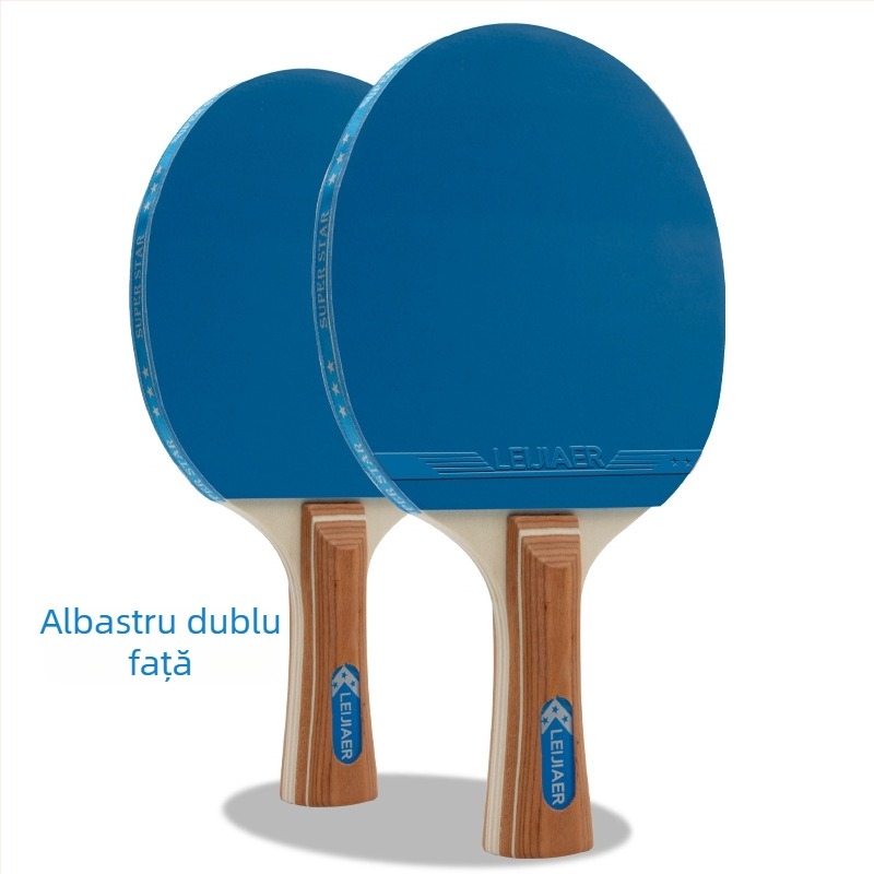 Rachetă de tenis de masă Leijiaer cu placă de bază din șapte straturi, nucleu din lemn de plop și gumă cu adeziv pozitiv + adeziv invers (adeziv invers pe ambele fețe)