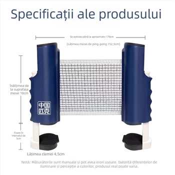 Peak ramă de plasă pentru tenis de masă, îngroșată, portabilă și extensibilă, poliester, 330 g, pentru interior/exterior