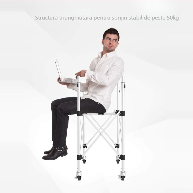 Carucior portabil pentru tenis – inaltime reglabila, roti universale, otel inoxidabil, capacitate mare