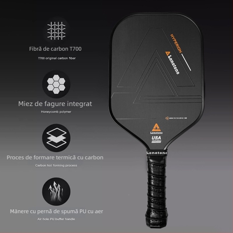 Raquetă pickleball – de competiție, fibră de carbon T700, greutate 220 g, marcă lonotono