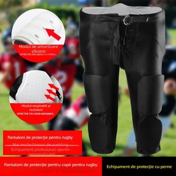 Pantaloni de antrenament cu protecție pentru rugby și fotbal, cu protecție la impact, exterior 82% poliester, căptușeală 18% Lycra, pentru toate sezoanele