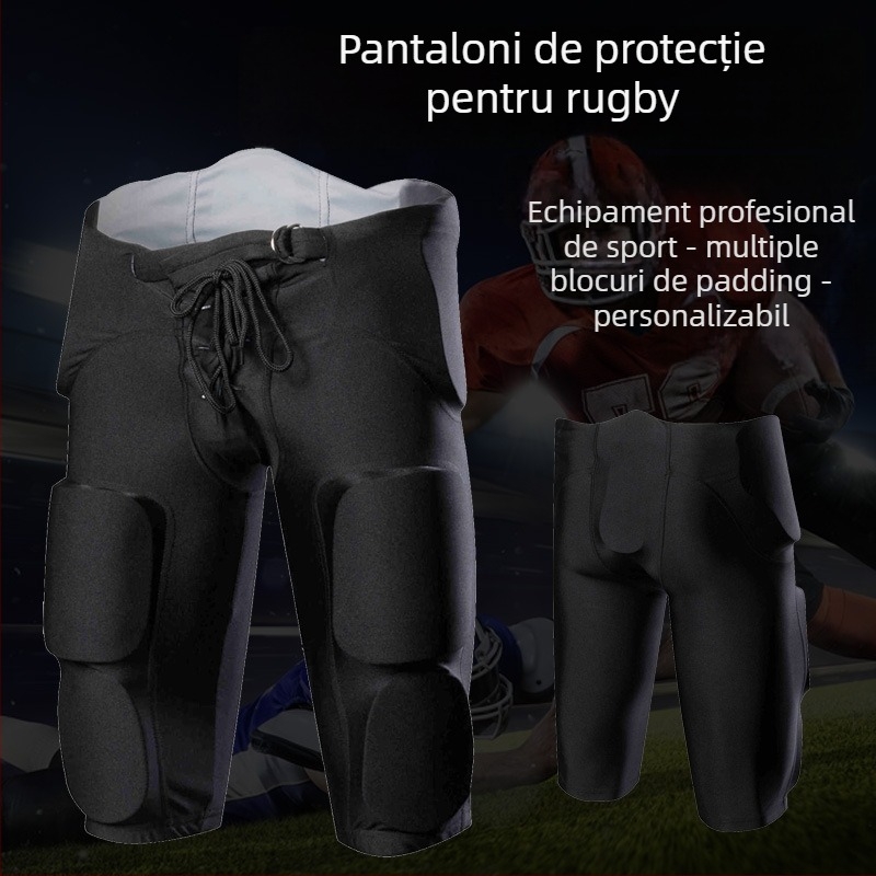 Pantaloni de antrenament cu protecție pentru rugby și fotbal, cu protecție la impact, exterior 82% poliester, căptușeală 18% Lycra, pentru toate sezoanele