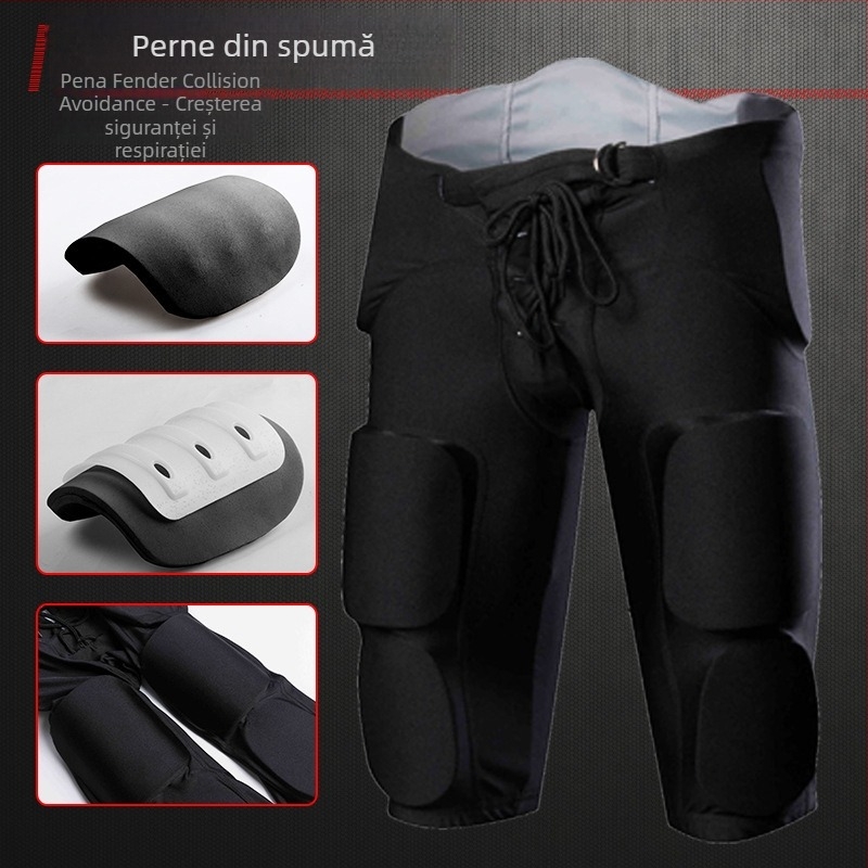Pantaloni de antrenament cu protecție pentru rugby și fotbal, cu protecție la impact, exterior 82% poliester, căptușeală 18% Lycra, pentru toate sezoanele