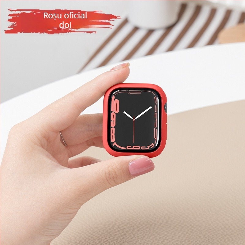 Carcasă de protecție din PC pentru Apple Watch cu protector de ecran integrat din sticlă temperată