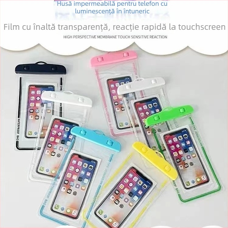 Husă subacvatică pentru telefon cu ecran tactil, PVC impermeabil, capacitate 0,5 L, compatibilă cu Apple și Huawei