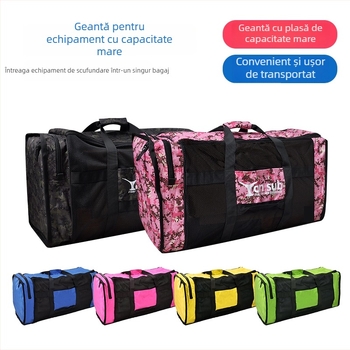 Geantă pentru echipament de scufundări, cu compartimente mari din plasă, ușor de purtat în mână