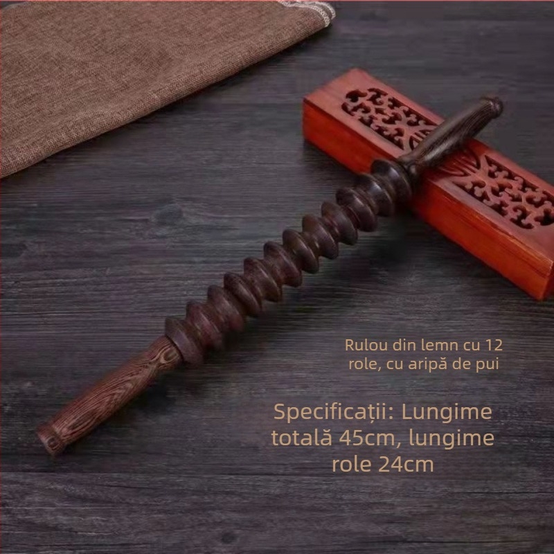 Rolă de masaj din lemn – Redwood, masaj pentru spate, talie și picioare, design baton de yoga, stil minimalist modern