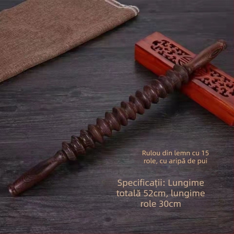 Rolă de masaj din lemn – Redwood, masaj pentru spate, talie și picioare, design baton de yoga, stil minimalist modern