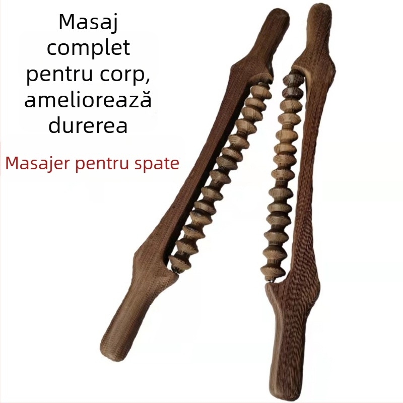 Rolă de masaj din lemn – Redwood, masaj pentru spate, talie și picioare, design baton de yoga, stil minimalist modern