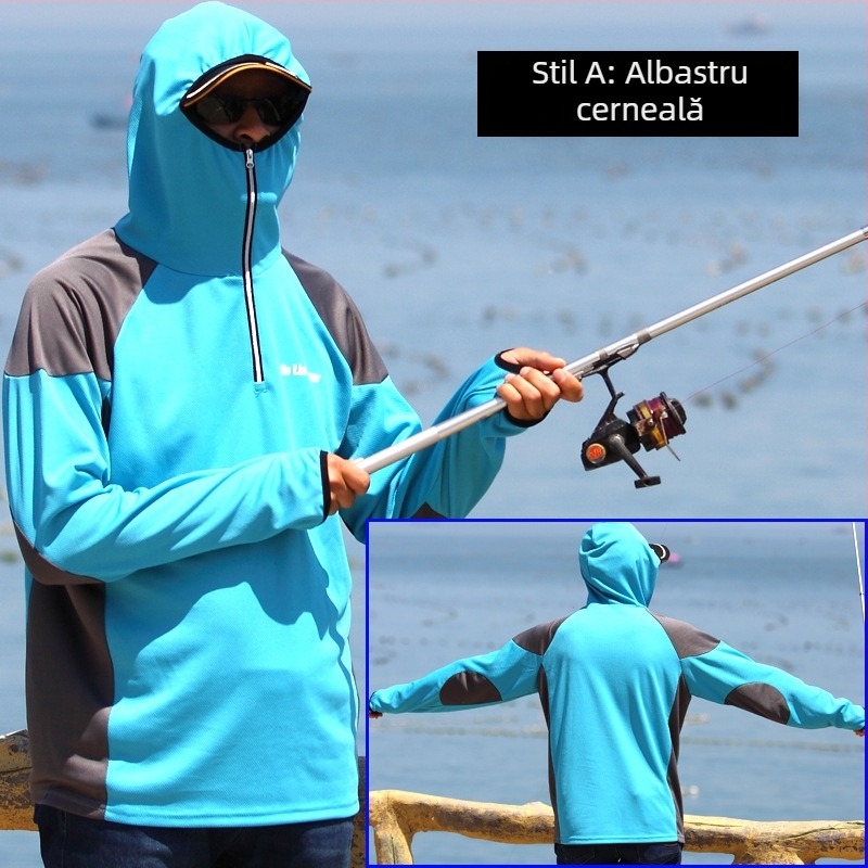 Îmbrăcăminte de pescuit pentru bărbați, Anti-țânțari, Respirabilă, Uscare rapidă, Țesătură Ice Silk, Amestec Polyester-Polipropilenă
