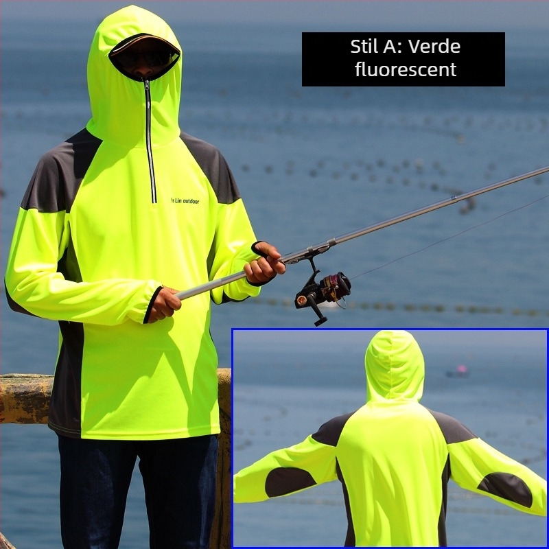 Îmbrăcăminte de pescuit pentru bărbați, Anti-țânțari, Respirabilă, Uscare rapidă, Țesătură Ice Silk, Amestec Polyester-Polipropilenă