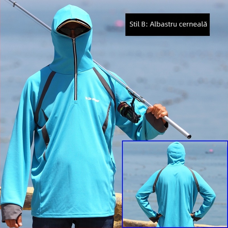 Îmbrăcăminte de pescuit pentru bărbați, Anti-țânțari, Respirabilă, Uscare rapidă, Țesătură Ice Silk, Amestec Polyester-Polipropilenă