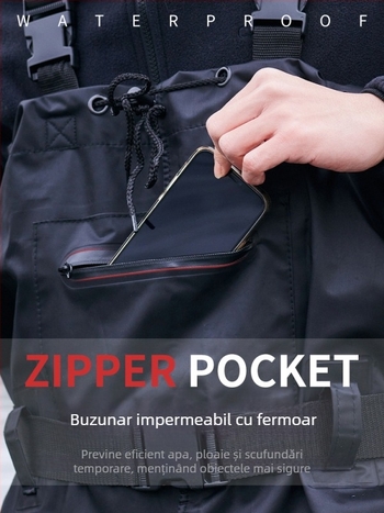 Pantaloni de pescuit din nylon impermeabili Haixiang, cu 1 buzunar, croială integrală