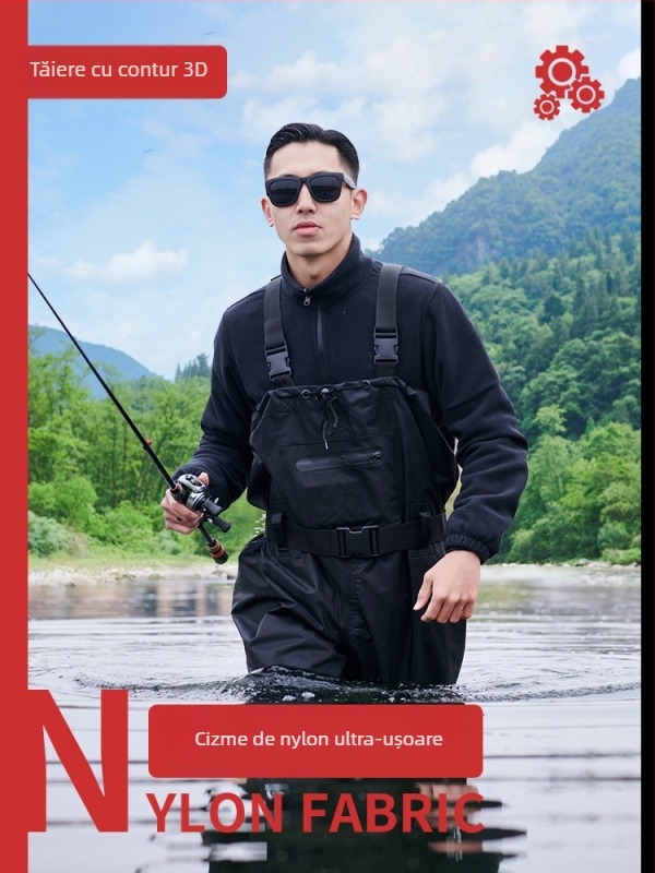 Pantaloni de pescuit din nylon impermeabili Haixiang, cu 1 buzunar, croială integrală