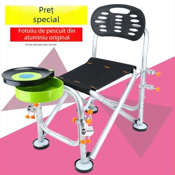 Scaun de pescuit din aliaj de aluminiu, pliabil, înălțime reglabilă, multifuncțional (aliaj de aluminiu; pliabil; înălțime reglabilă)