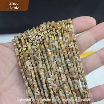 Perle răspândite din cuarț; Materiale: piatră cu imagine, piatră imperială, agat mov sintetic, rhodolit sintetic; Stil: modă modernă