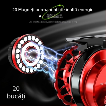 Mulină de pescuit cu afișaj digital, construcție din metal, raport de transmisie înalt și înfășurare automată a liniei