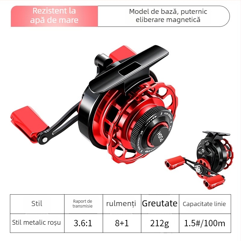 Mulină de pescuit cu afișaj digital, construcție din metal, raport de transmisie înalt și înfășurare automată a liniei