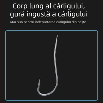Cârlig de pomfret cu mâner lung, cu două cârlige, linie PE legată, material nichel
