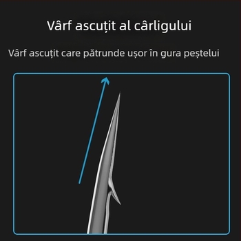 Cârlig de pomfret cu mâner lung, cu două cârlige, linie PE legată, material nichel