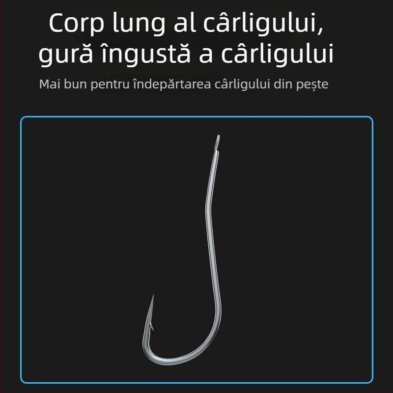 Cârlig de pomfret cu mâner lung, cu două cârlige, linie PE legată, material nichel