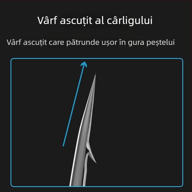 Cârlig de pomfret cu mâner lung, cu două cârlige, linie PE legată, material nichel