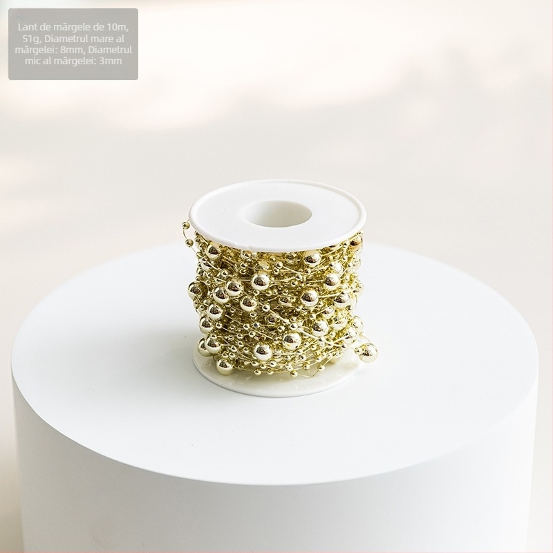 Ornamente pentru brad de Crăciun — lanț de perle din plastic și șir de mărgele Baby's Breath pentru buchete DIY | Brand: Snow fir christmas | Sărbătoare: Crăciun