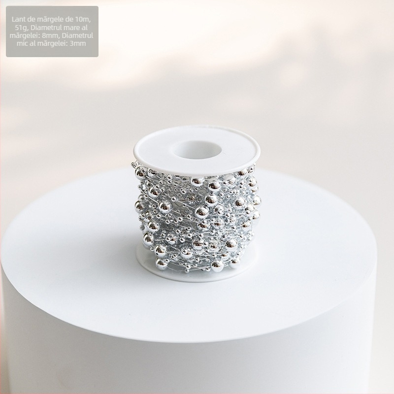 Ornamente pentru brad de Crăciun — lanț de perle din plastic și șir de mărgele Baby's Breath pentru buchete DIY | Brand: Snow fir christmas | Sărbătoare: Crăciun