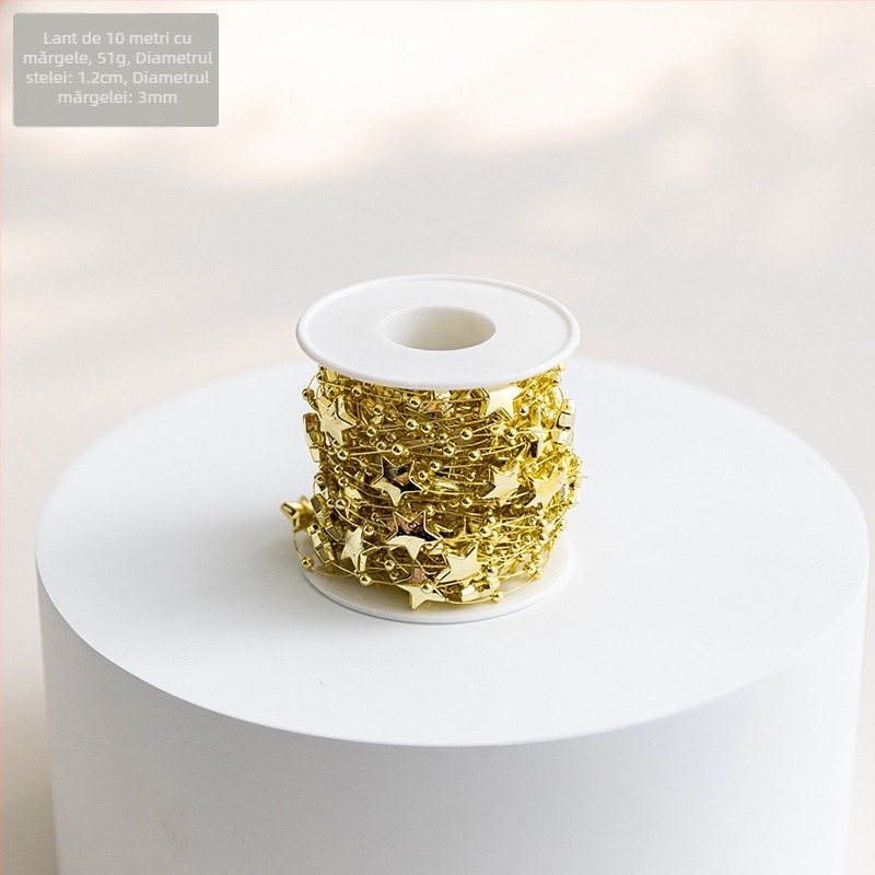 Ornamente pentru brad de Crăciun — lanț de perle din plastic și șir de mărgele Baby's Breath pentru buchete DIY | Brand: Snow fir christmas | Sărbătoare: Crăciun