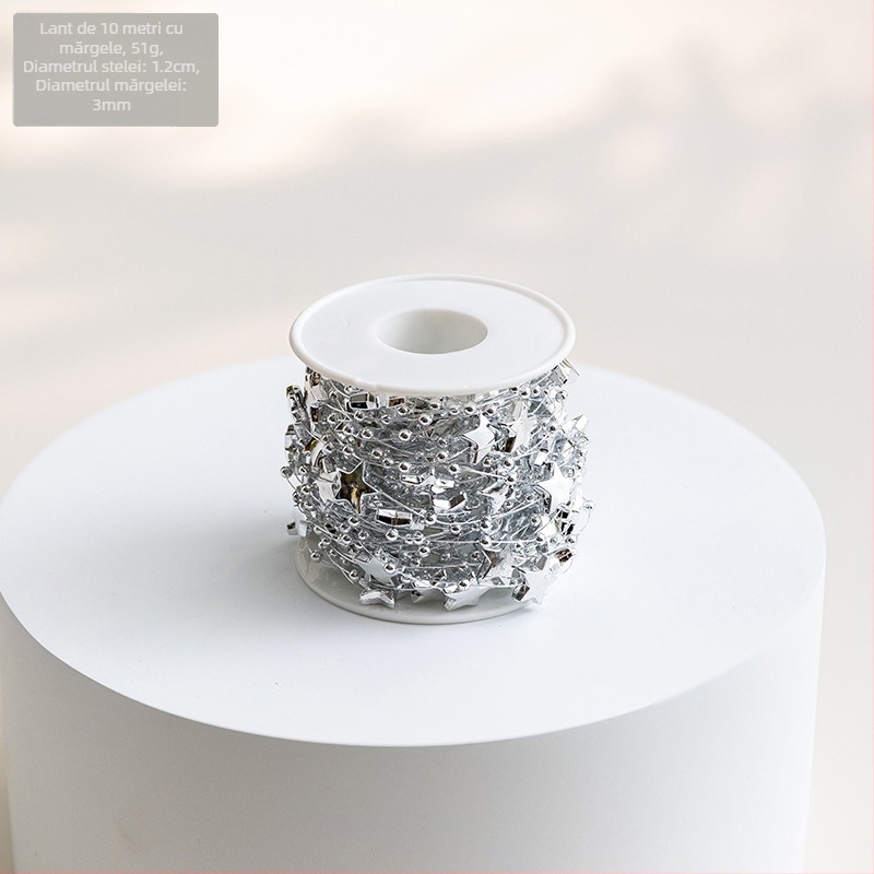 Ornamente pentru brad de Crăciun — lanț de perle din plastic și șir de mărgele Baby's Breath pentru buchete DIY | Brand: Snow fir christmas | Sărbătoare: Crăciun