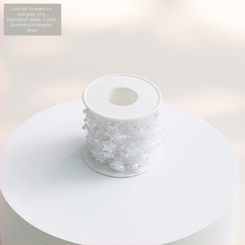 Ornamente pentru brad de Crăciun — lanț de perle din plastic și șir de mărgele Baby's Breath pentru buchete DIY | Brand: Snow fir christmas | Sărbătoare: Crăciun